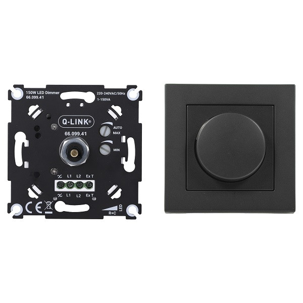 Halogeen dimmer Qlink (Inbouw, Draaiknop, 1 tot 150 watt, Met